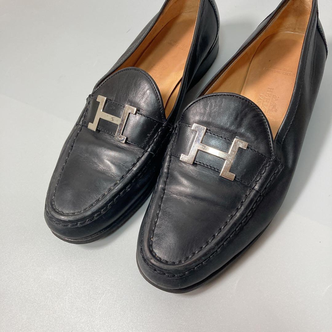 HERMES エルメス コンスタンス ローファー Hロゴ 革靴 37 1/2
