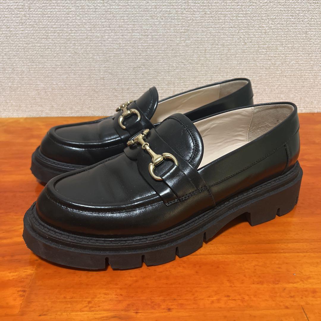 コルソローマ トラックソールビットローファー 22.5cm 靴 黒 ブラック