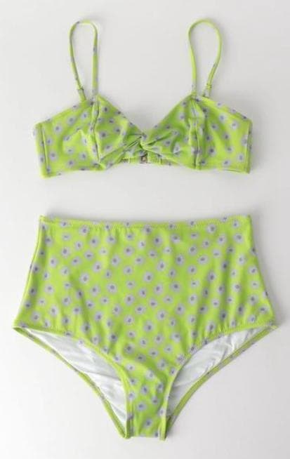 タグ付き未使用☆Pale swimwear ビキニ 小花柄 グリーン 黄緑