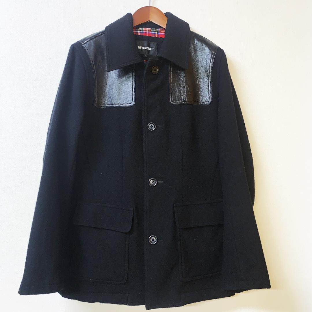 NEVERTRUST　裏地タータン　ドンキージャケット　本革使用　モッズ　パンク