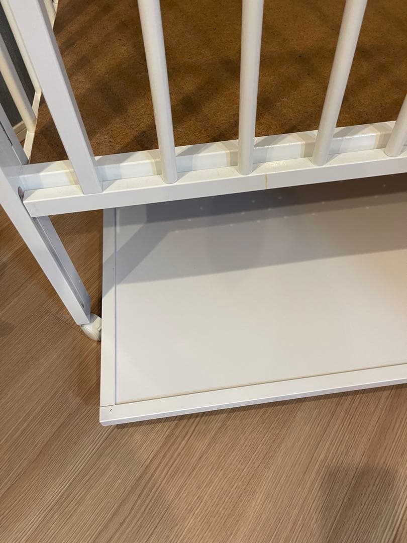 石崎家具　日本製　ホワイト　ベビーベッド　スリーピー　収納付き　ワンタッチ