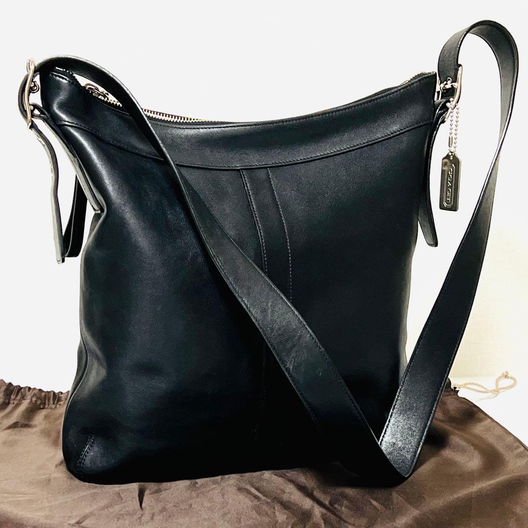 未使用級 COACH コーチ ショルダーバッグ 斜め掛け レザー 9188 黒