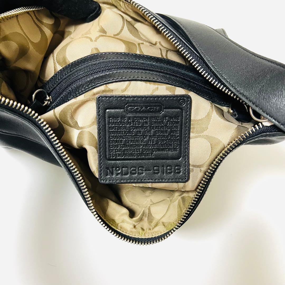 未使用級 COACH コーチ ショルダーバッグ 斜め掛け レザー 9188 黒