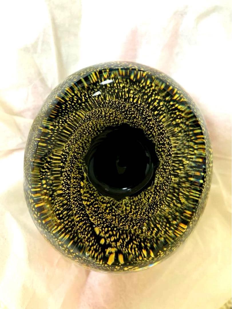 美品　黒木国昭　花器　桜流し　桜雨　金彩銀彩　クリスタル　花瓶　置物