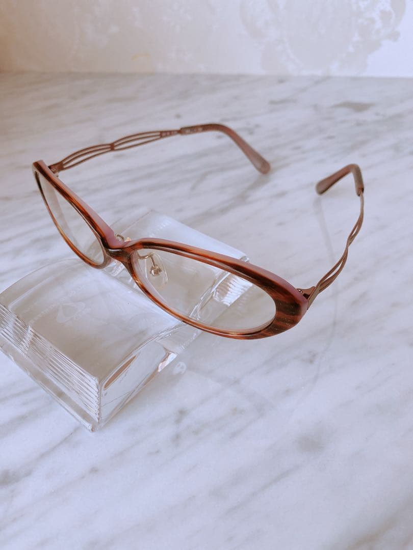 美品 アイブレラ クリアフィット ブラウン オーバル サングラス