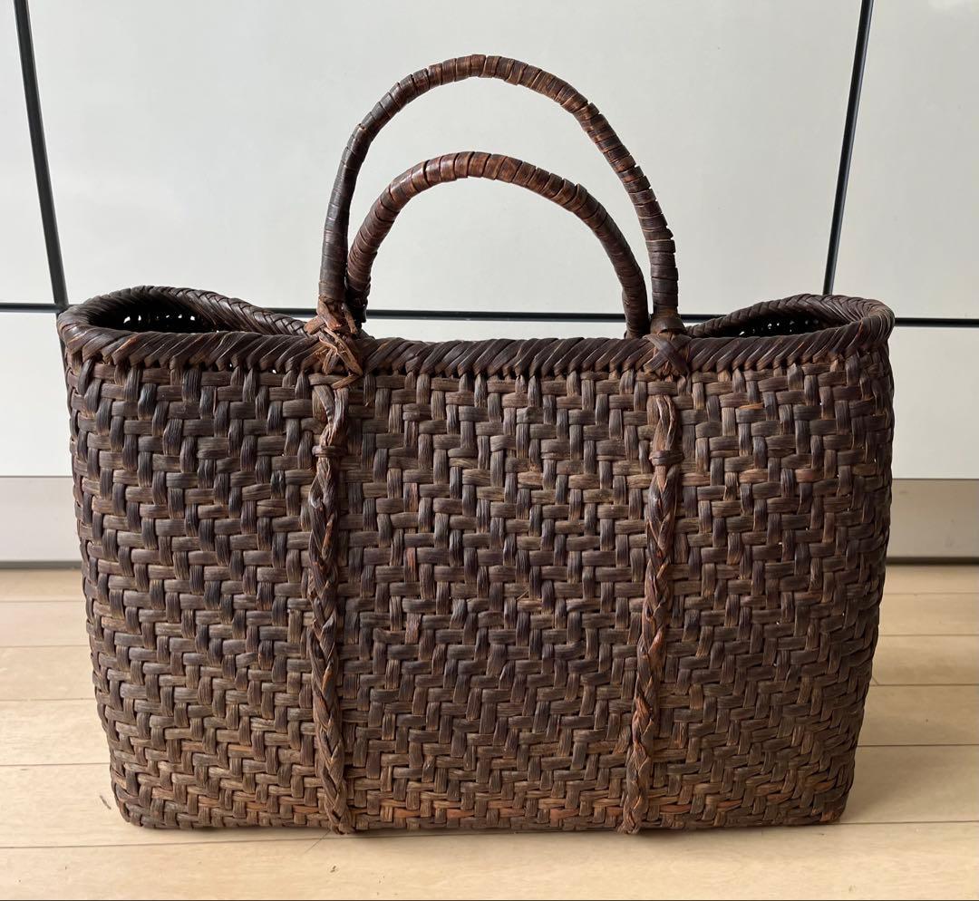 SALE◆天然山形県産 山葡萄蔦 籠バック 黒艶 ヴィンテージ 大きめ◆