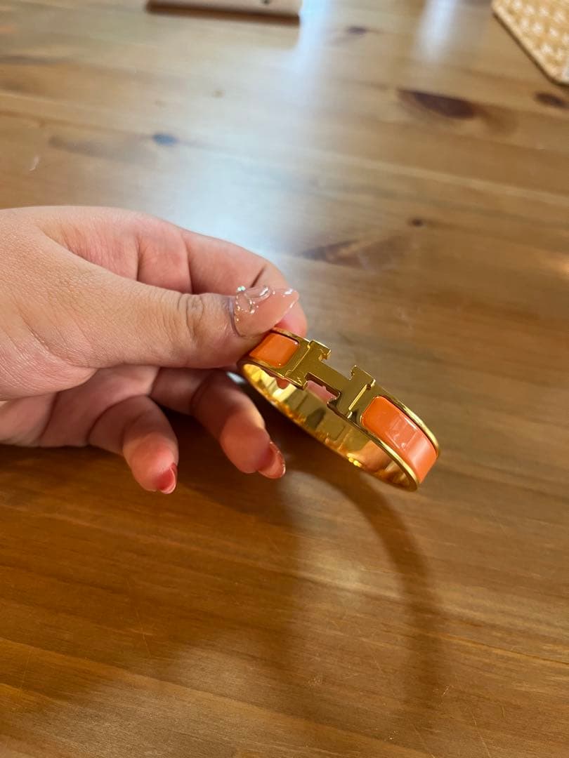 美品　破格　エルメス クリッククラック バングル ゴールド オレンジ