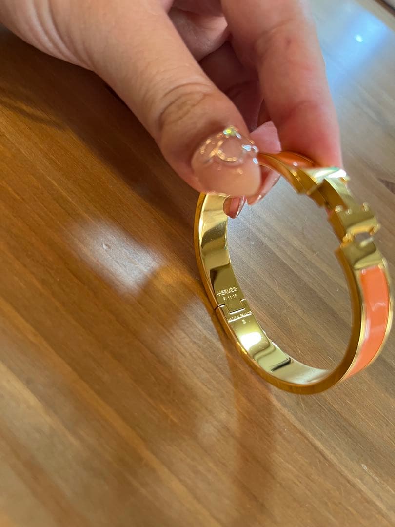 美品　破格　エルメス クリッククラック バングル ゴールド オレンジ