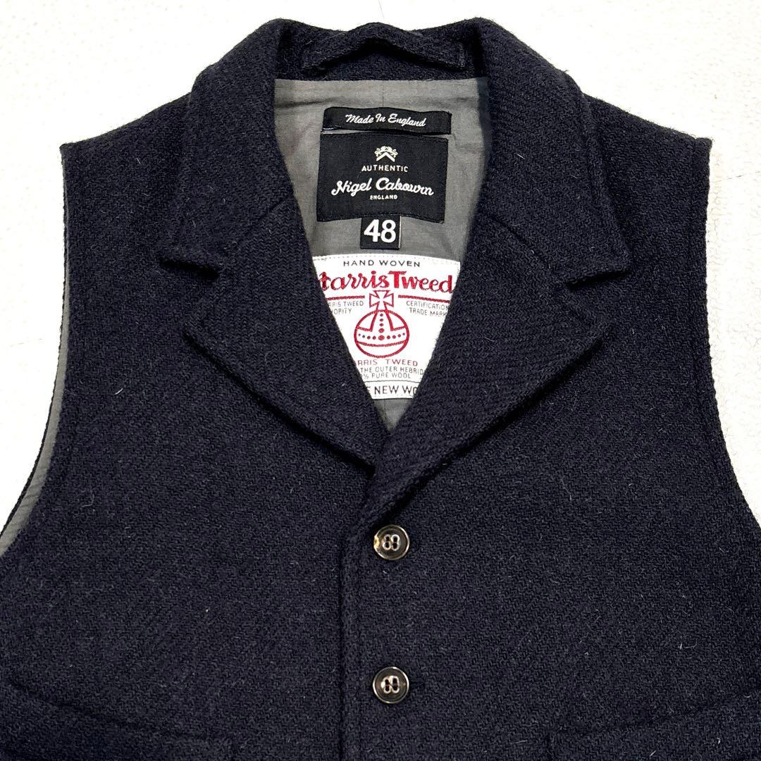 【美品/M】ナイジェルケーボン × ハリスツイード　マロリーベスト　ネイビー