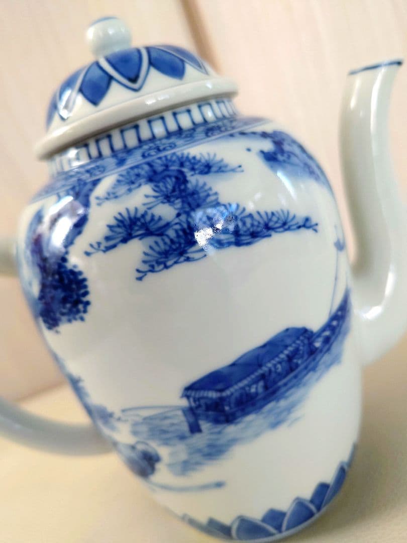 煎茶道具　「前赤壁賦」山水　染付　水注　高野昭阿弥 作