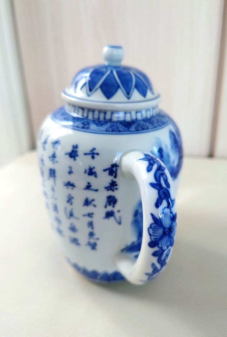 煎茶道具　「前赤壁賦」山水　染付　水注　高野昭阿弥 作