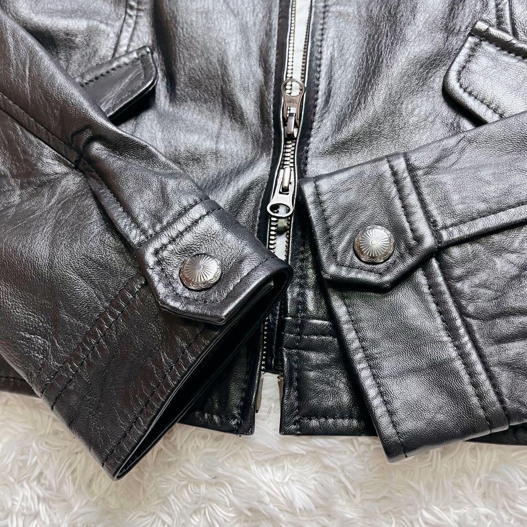 極美品　23区　オンワード樫山　レザージャケット　ノーカラー　シングルライダース