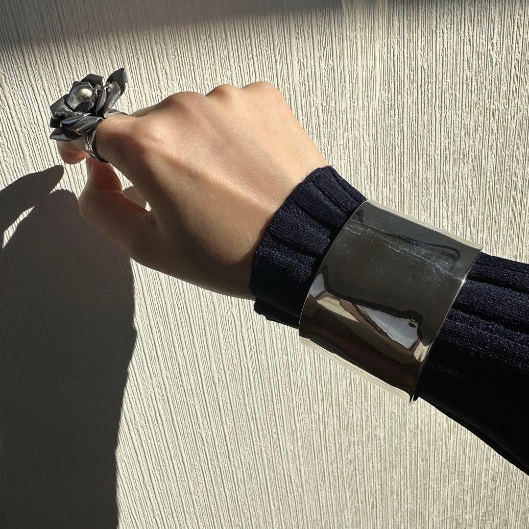美品！Silver Wide Cuff Bangleブレスレット