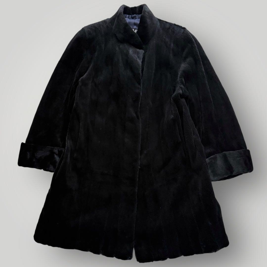 本毛皮☆EMBA シェアードミンク ファーコート ロールアップ 裾周り175㎝