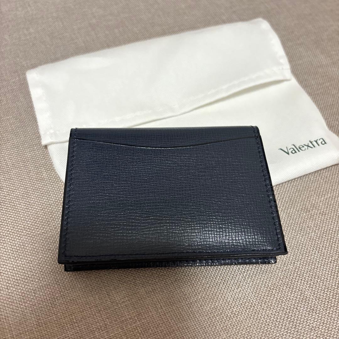 Valextra ネイビー／ナイトブルー　レザー 名刺入れ
