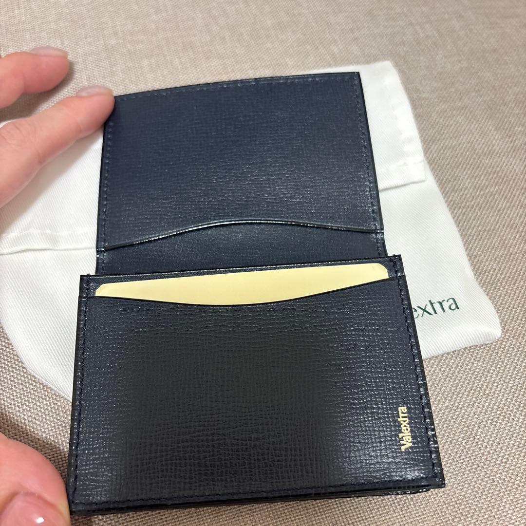Valextra ネイビー／ナイトブルー　レザー 名刺入れ