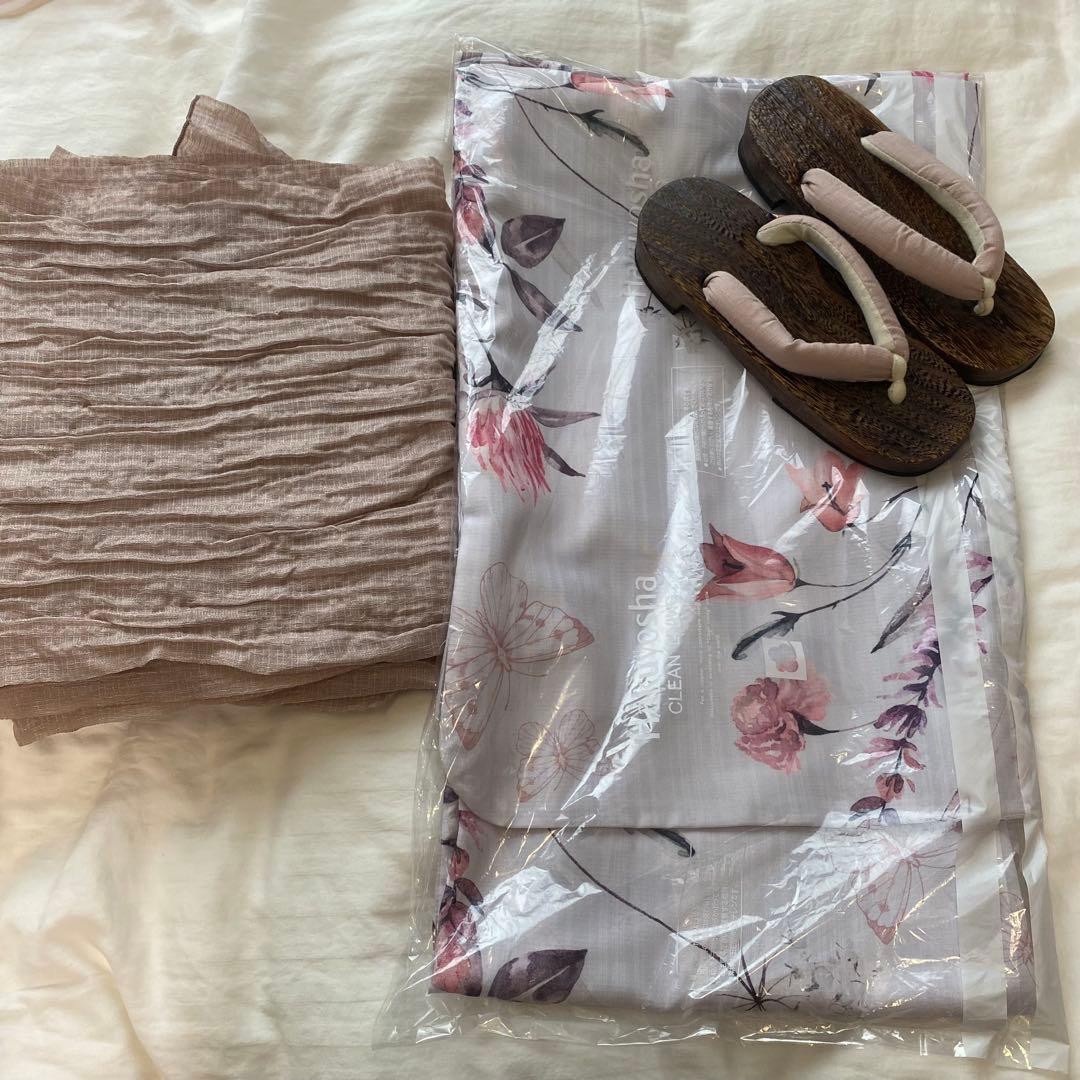 薄紫 花柄 浴衣・帯セット Riuコラボ　Rちゃん　sugar