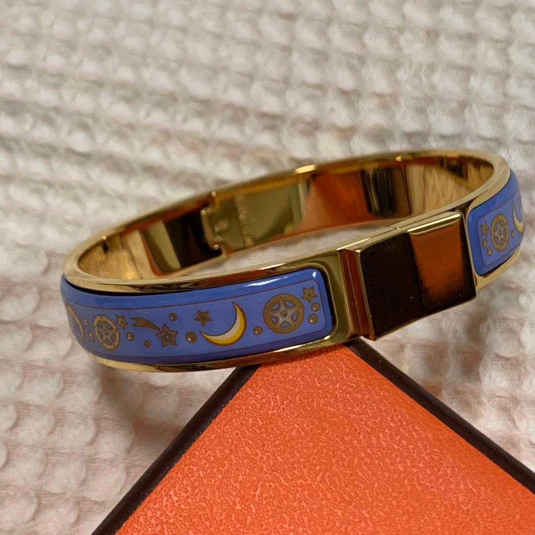 ＊R さま＊専用　HERMES エマイユ　バングル　七宝焼　ブルー　月　星