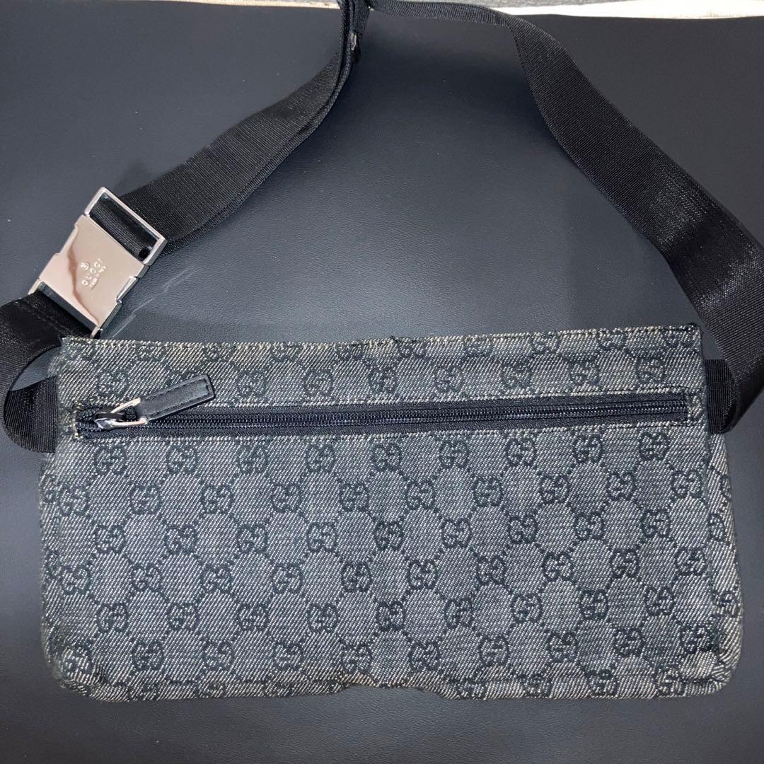 専用　良品　グッチ ボディバッグ GG キャンバス レザー ウエストポーチ