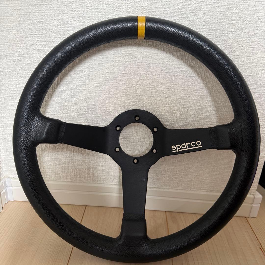 スパルコ ステアリング R345 ブラックレザー　350mm ディッシュ63mm