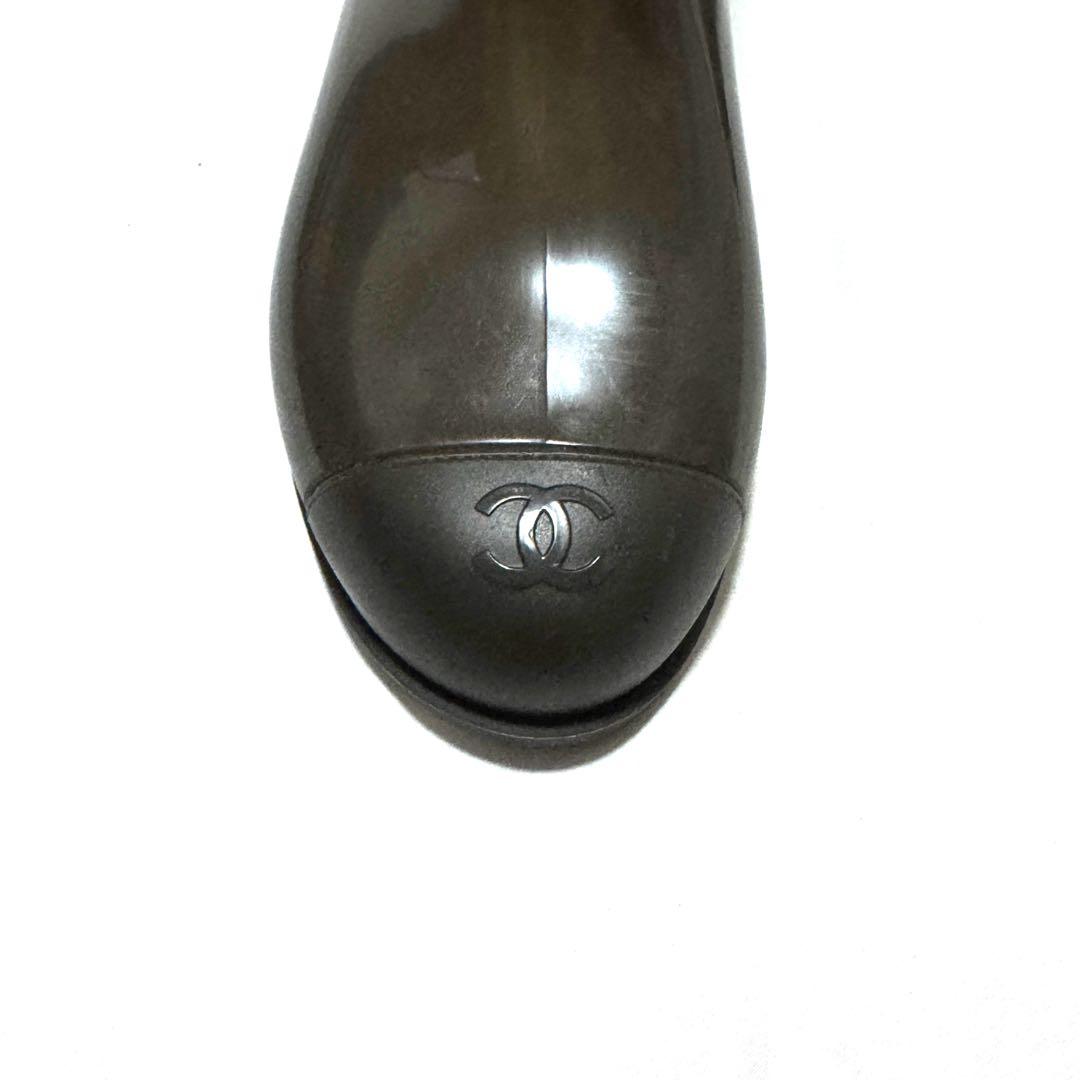 美品 シャネル CHANEL レインブーツ ココマーク 茶系 36 イタリア製