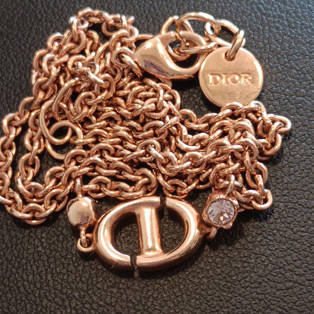 クリスチャンディオール CD Navy ネイビー ネックレス ラインストーン