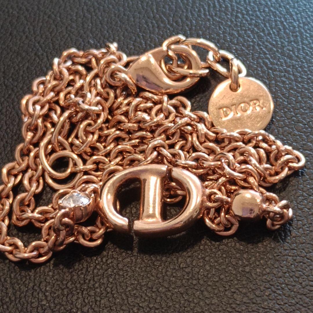 クリスチャンディオール CD Navy ネイビー ネックレス ラインストーン