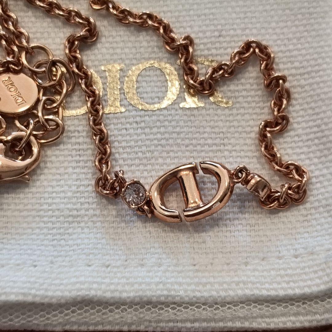 クリスチャンディオール CD Navy ネイビー ネックレス ラインストーン