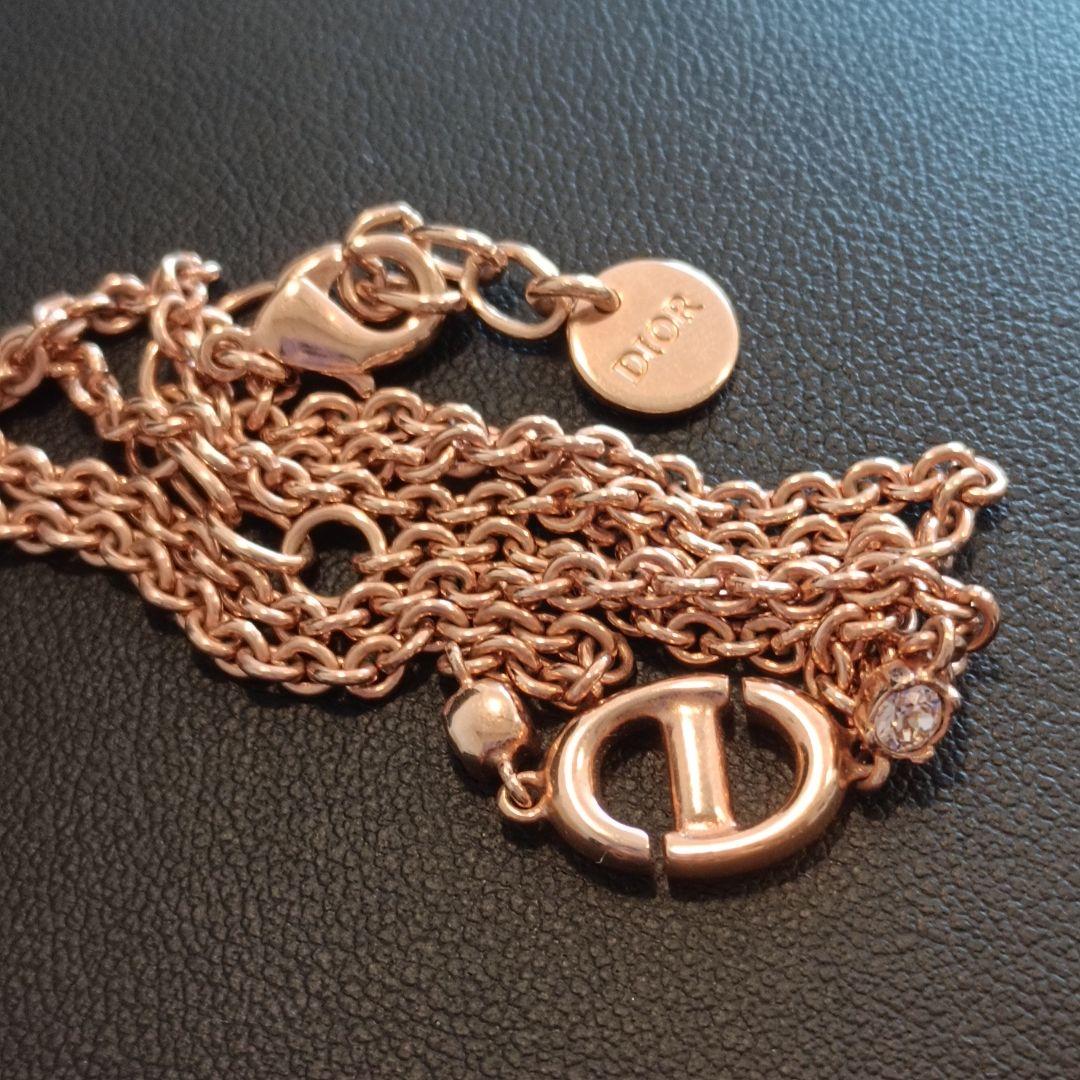 クリスチャンディオール CD Navy ネイビー ネックレス ラインストーン