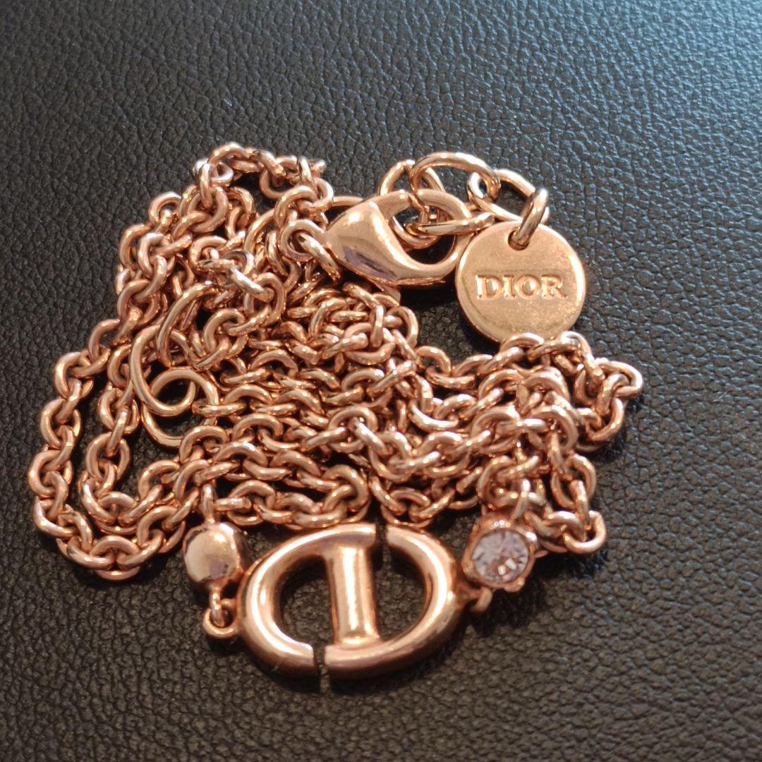 クリスチャンディオール CD Navy ネイビー ネックレス ラインストーン