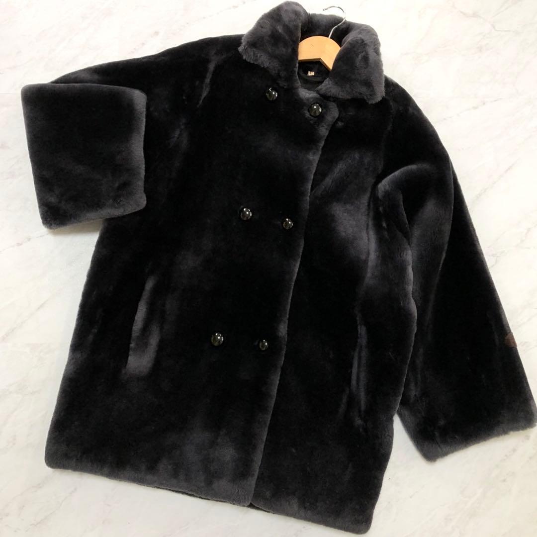 美品✨シェアードヌートリア 本毛皮 リアルファーコート 袖デザイン ブラック