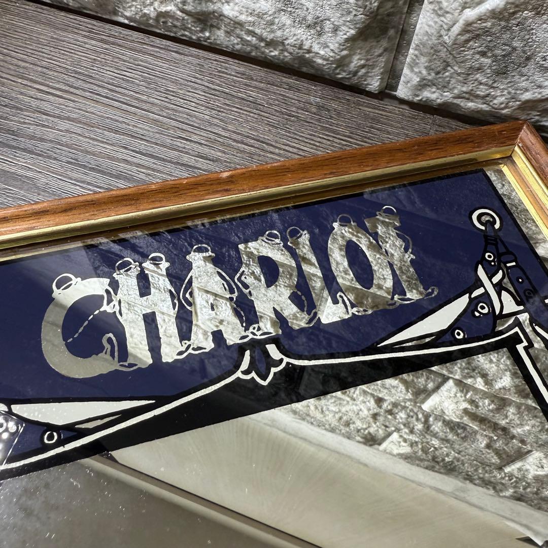 フランス チャールズ・チャップリン 木製フレーム ミラー ヴィンテージ 70s