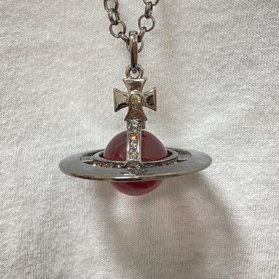 Vivienne Westwood｜スモールオーブネックレス　ガンメタ×レッド