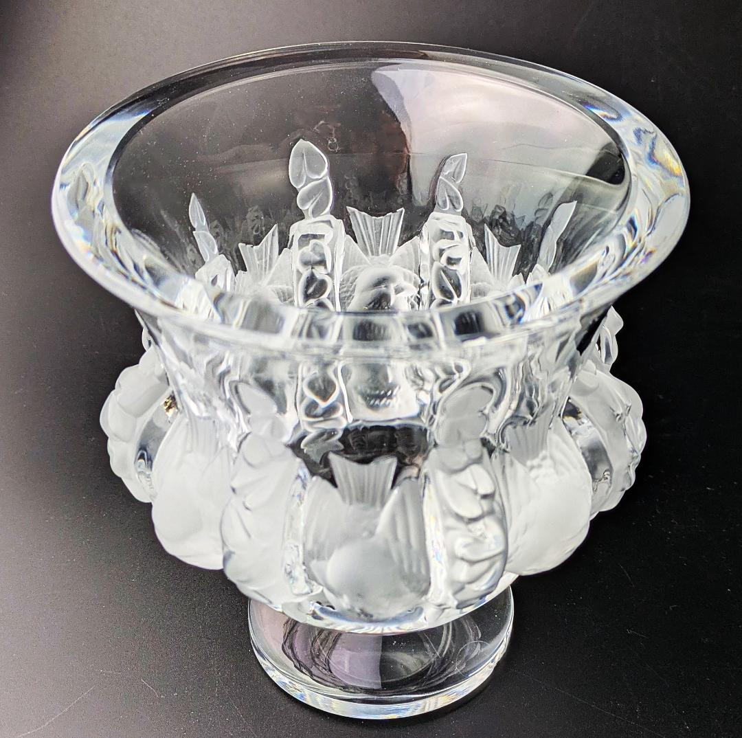 生活に洗練を★ラリック ダンピエール 花瓶 雀葡萄紋フロストガラス フランス