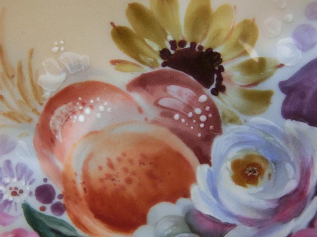 【マイセン】陶板画・卓上の果実花文