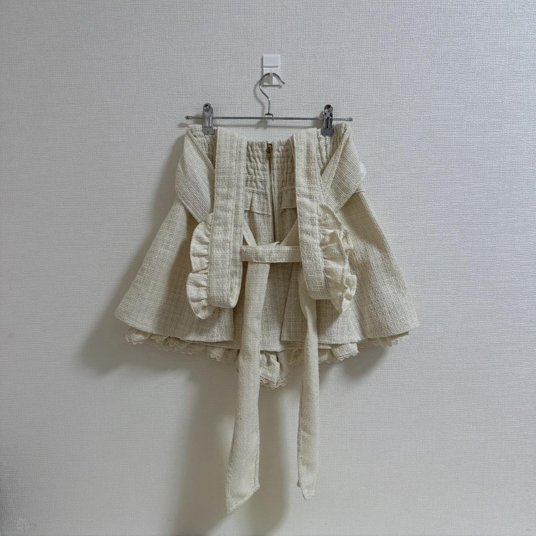 LIZLISA リズリサ　ツイードサスペンダー付スカパン ホワイト　白