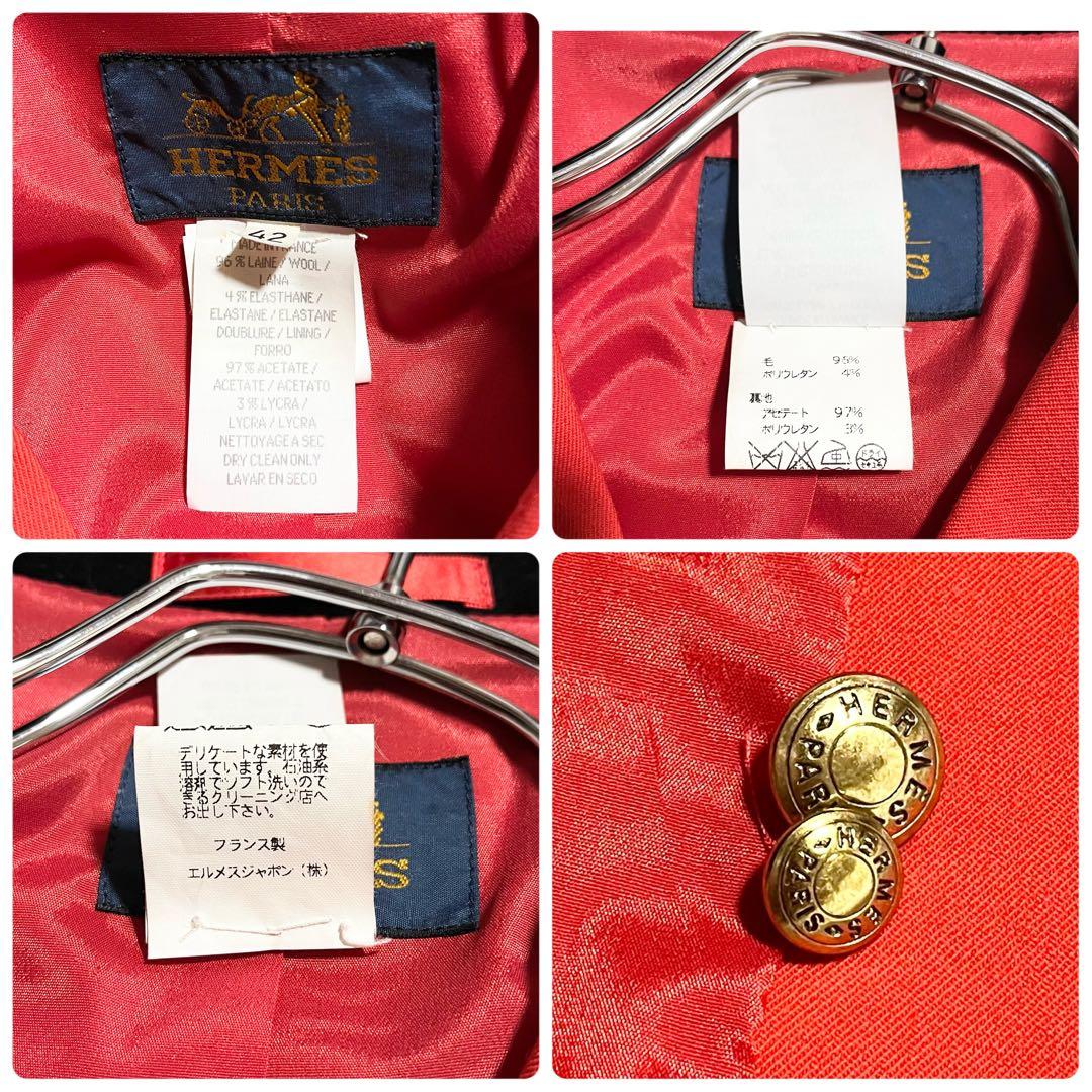 HERMES エルメスカラー　レディース　テーラードジャケット　金ボタン　42