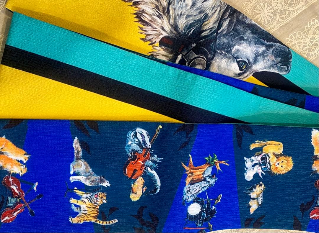 CHOKO×Rui 半幅帯 動物柄 未使用 タグ付き 両面