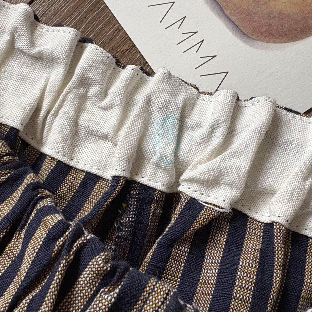 【新品未使用】ヤンマ産業　会津木綿　ダボダボパンツ❷棒縞20㎝プラス丈