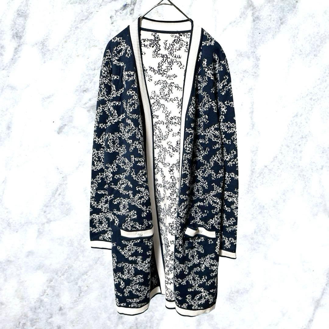 12628シャネル 19SS ココマーク ロゴ カメリア柄 ロングカーディガンM