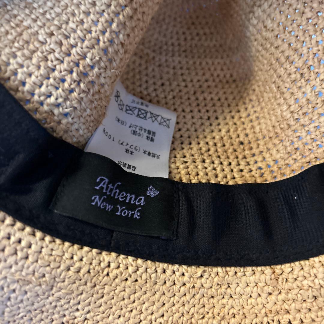 美品　アシーナニューヨーク　麦わら帽子　フラワーレースハット　花柄　白