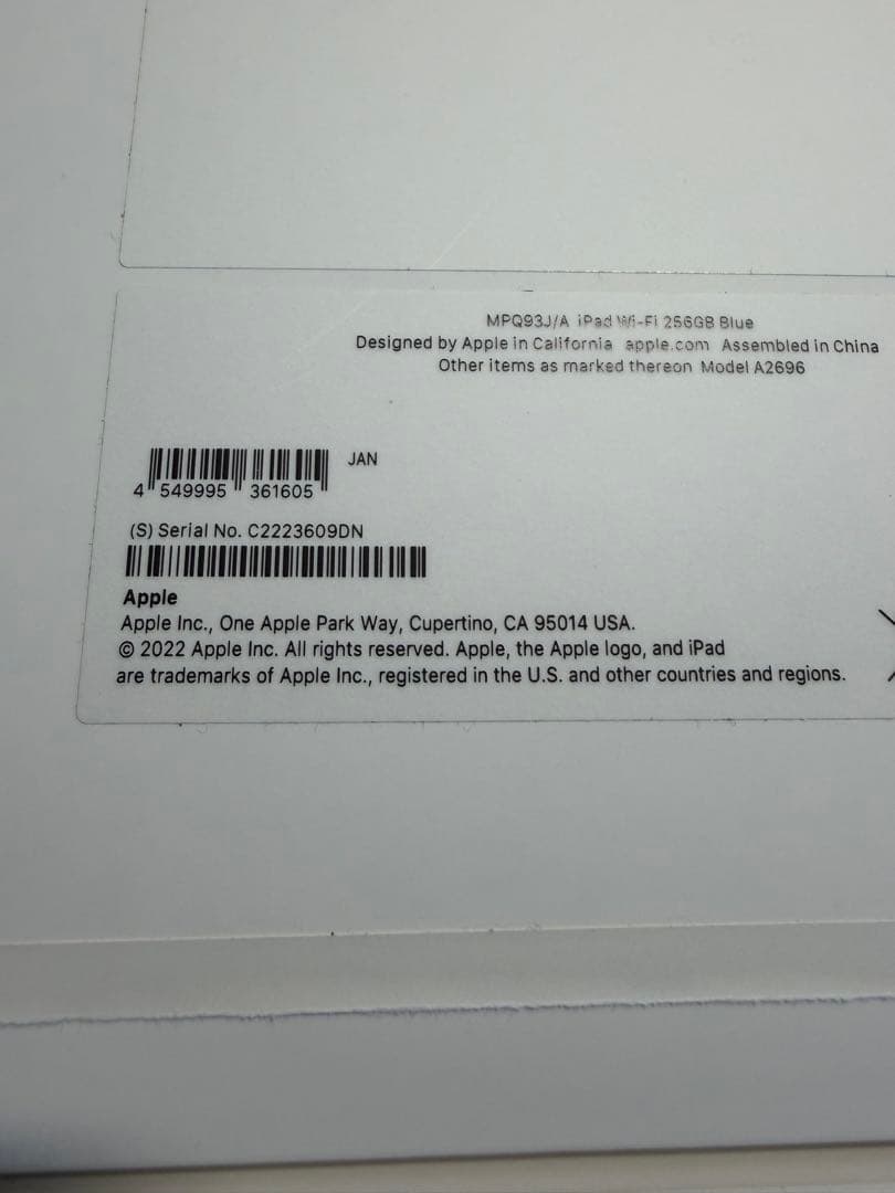 【美品】Apple iPad 10.9インチ/第10世代/256GB ケース付き