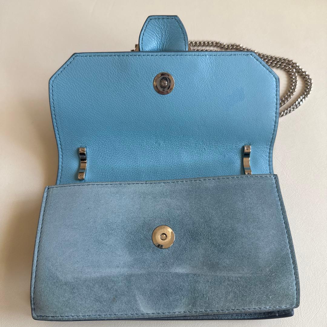 Jimmy Choo 水色スエード パーティーバッグ