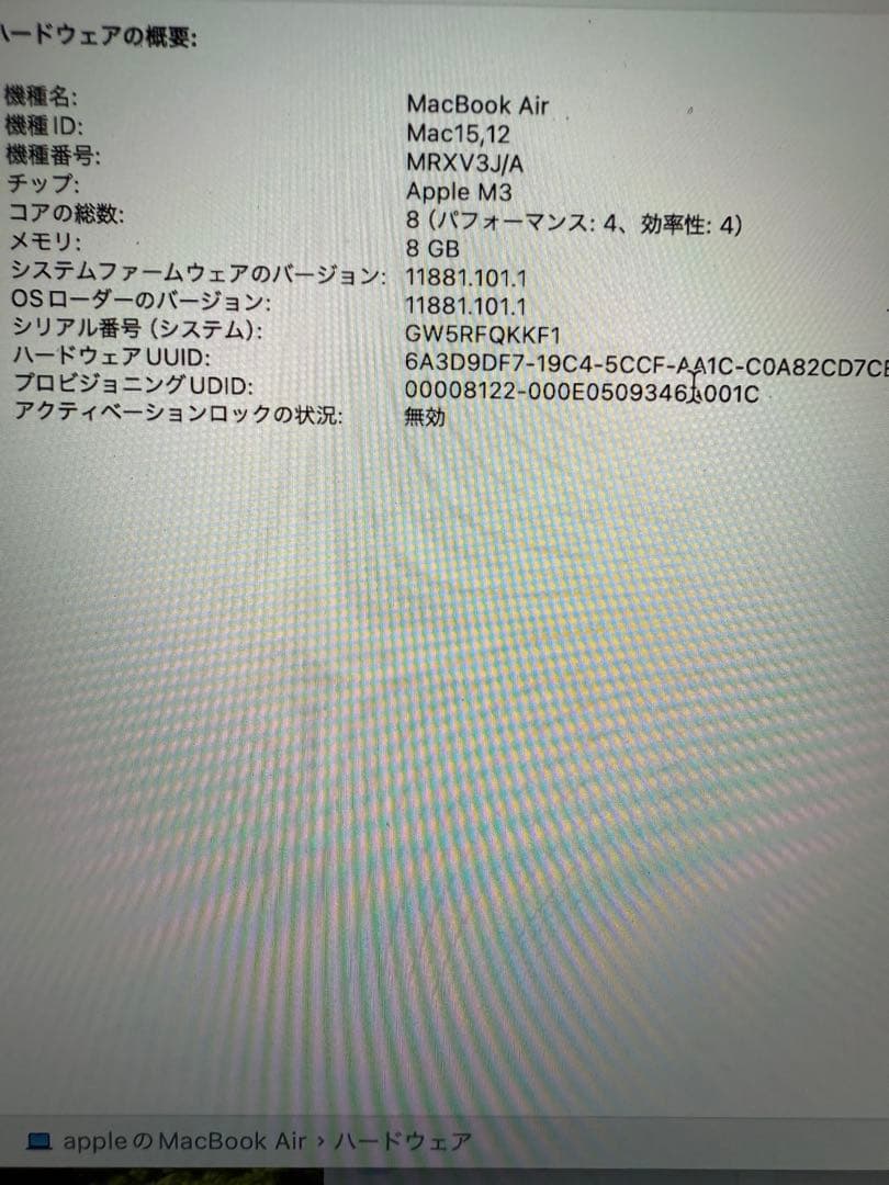 え*ん様 MacBookAir M3 SSD 256B RAM 8GB 8/8C