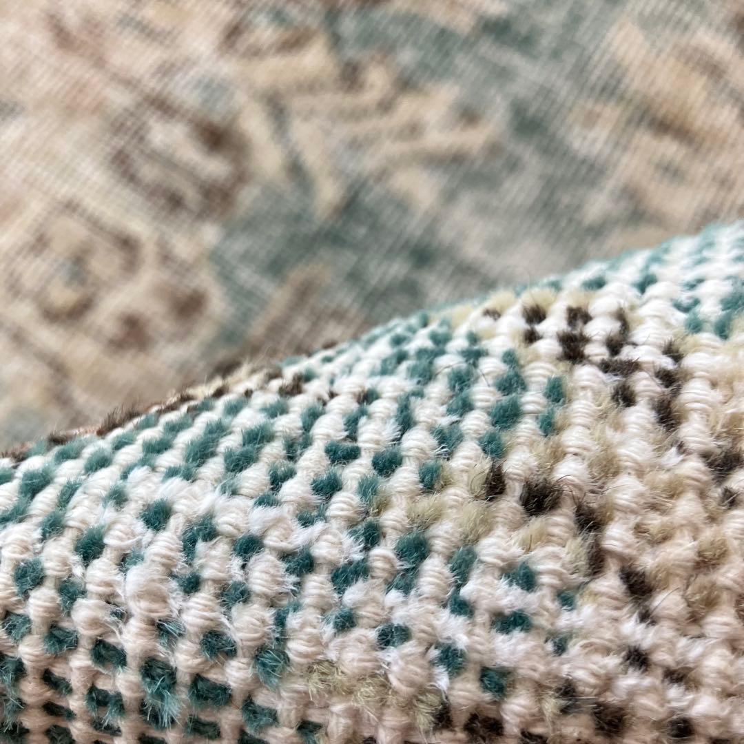 スカイブルー82×185シャビー　エメラルド　ランナー　トルコヴィンテージラグ