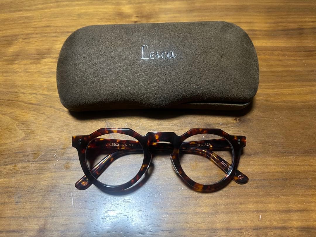 Lesca PICA COL. 424 べっ甲 メガネ　調光レンズ