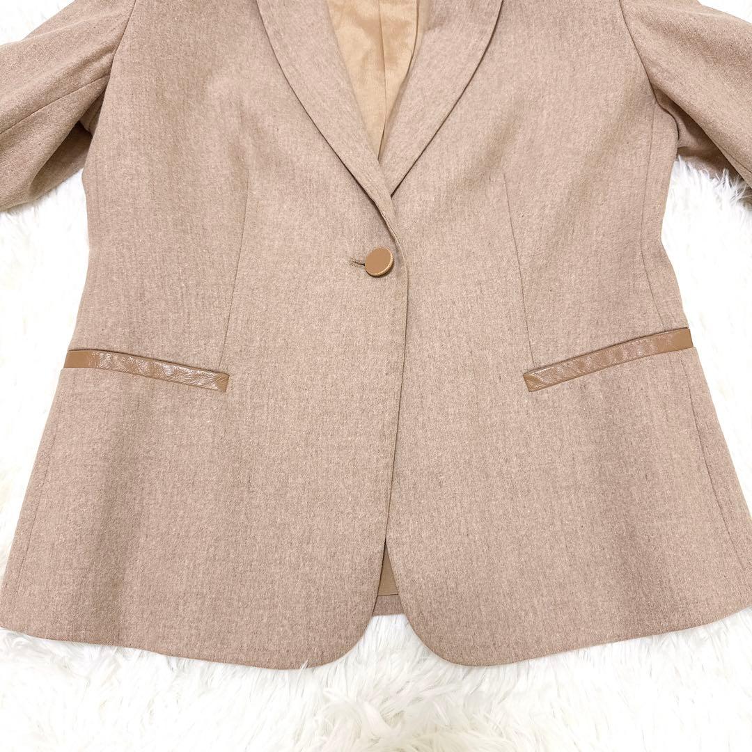 [高級] 白タグ　マックスマーラ カシミヤ混 テーラードジャケット ベージュ S