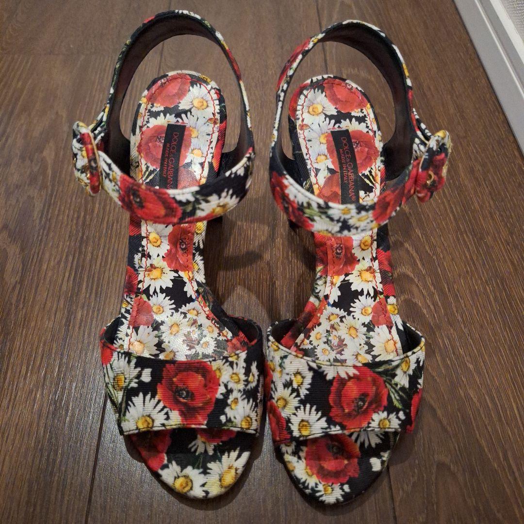 DOLCE&GABBANA 花柄 ヒールサンダル