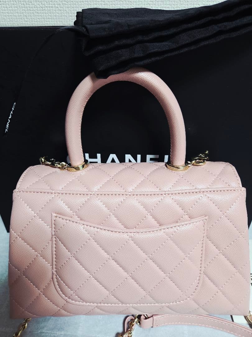 キャビアスキン ココハンドル ハンドバッグ ピンク