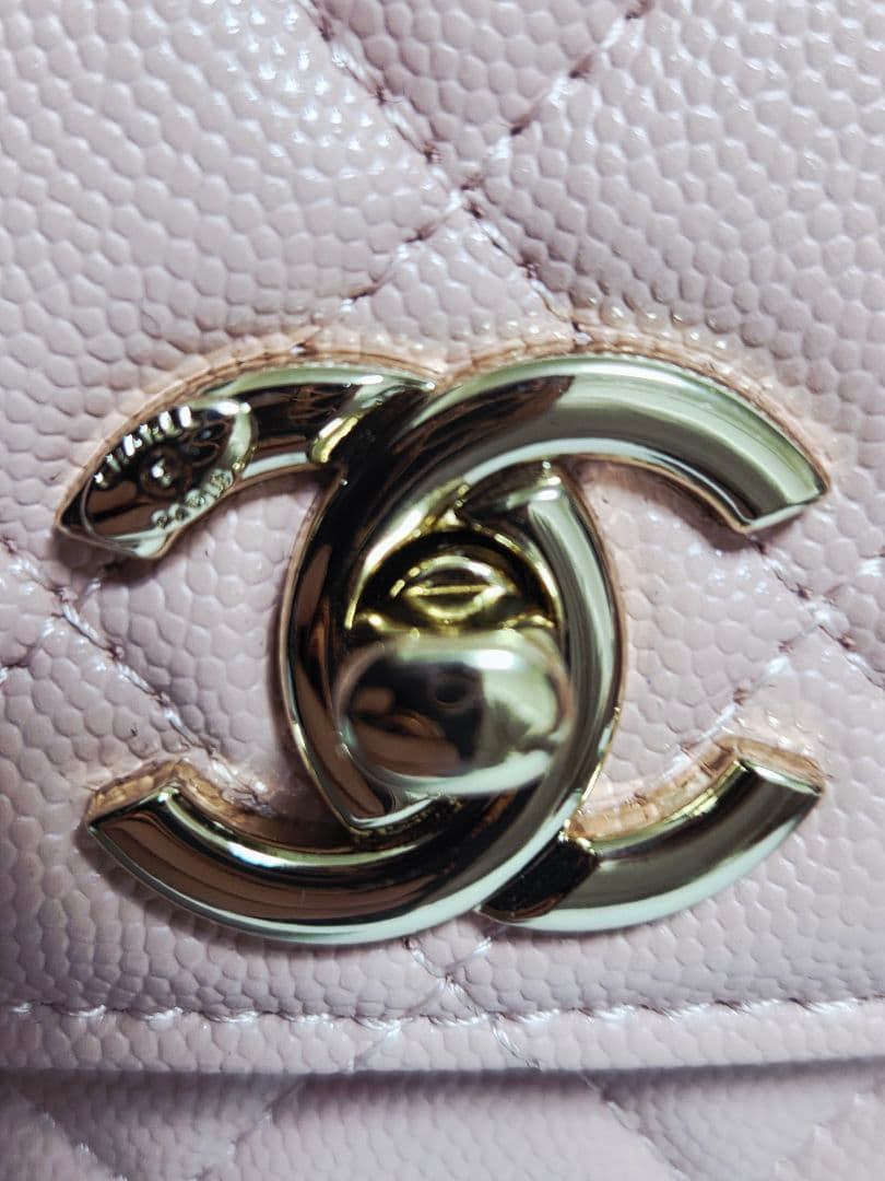 キャビアスキン ココハンドル ハンドバッグ ピンク